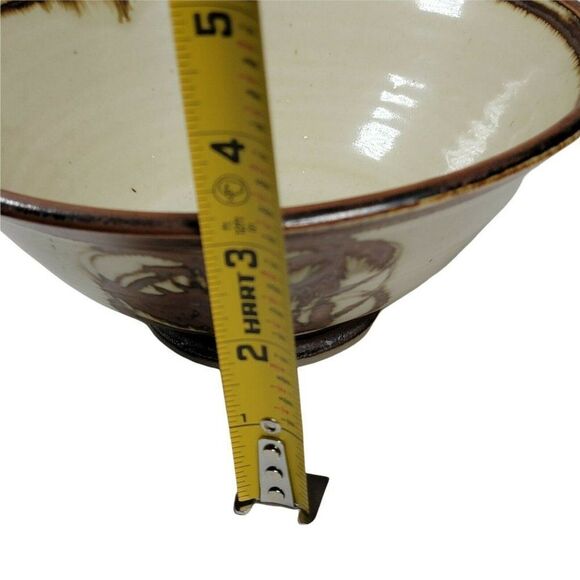 Louis Mideke Studio Pottery Northwest Oriental Symbol Serving Abstract Art Bowl - Picture 7 of 7